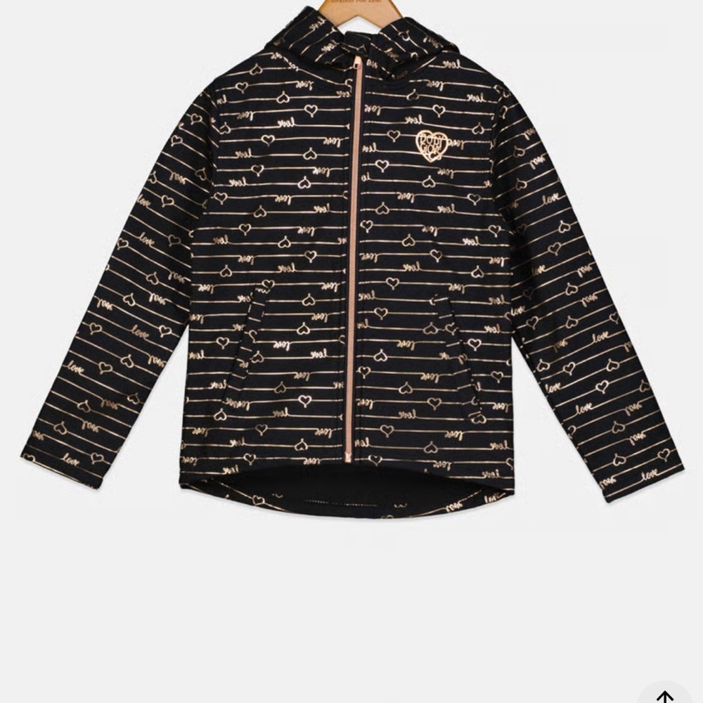 Body‎ Globe Kids Girls Allover Print Softshell Jacket Black Size 10-12 Outerwear